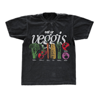 a black t - shirt with the word veggis on it